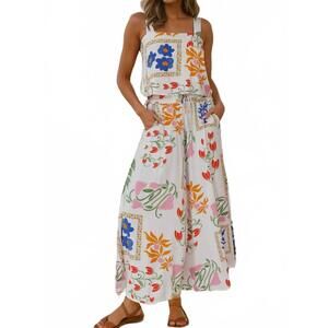 NEW LITTLE DAISY CLOSET square neck tank and wide leg pants set in white